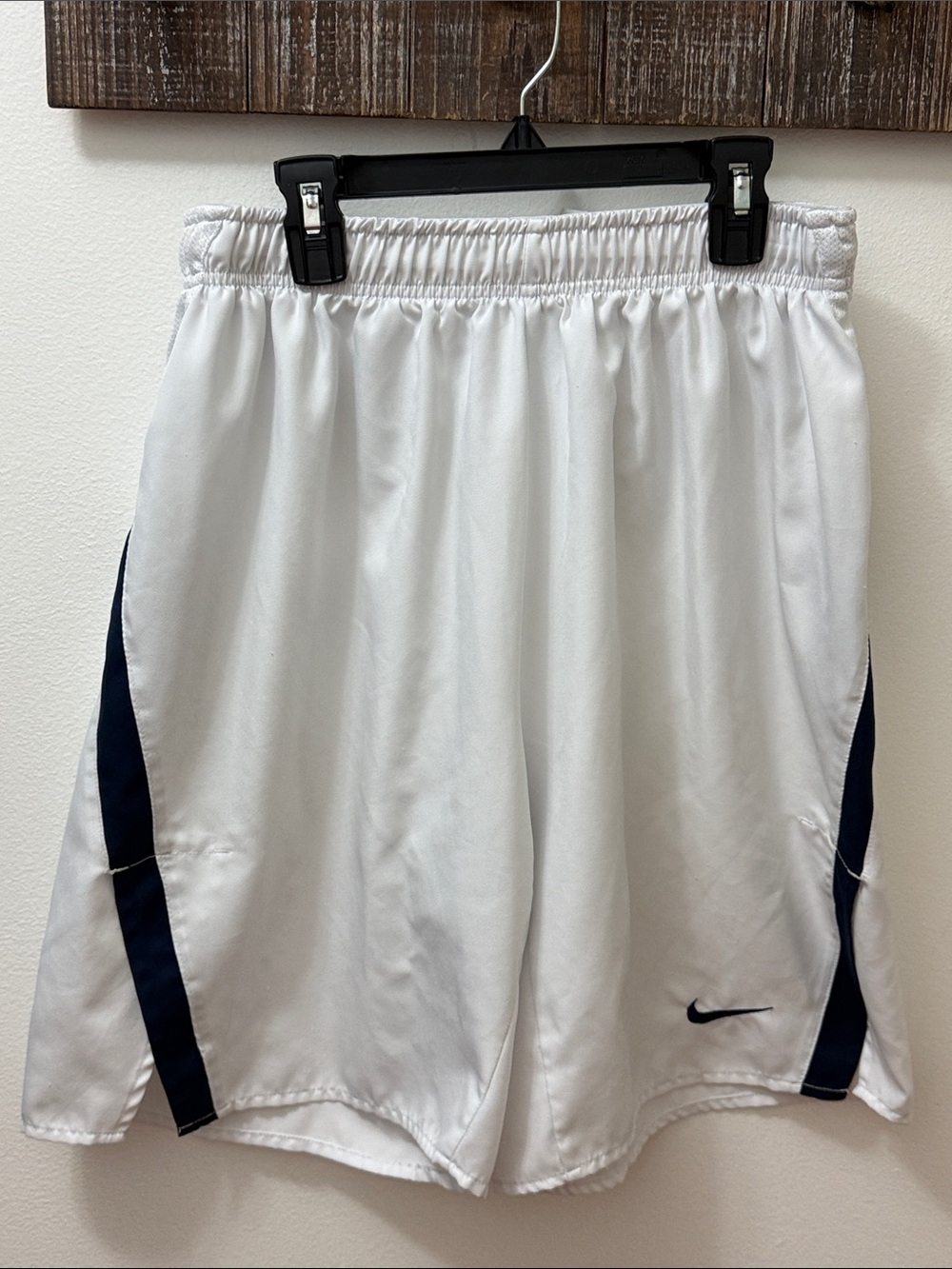 Nike White Athletic Shorts with Navy Panels